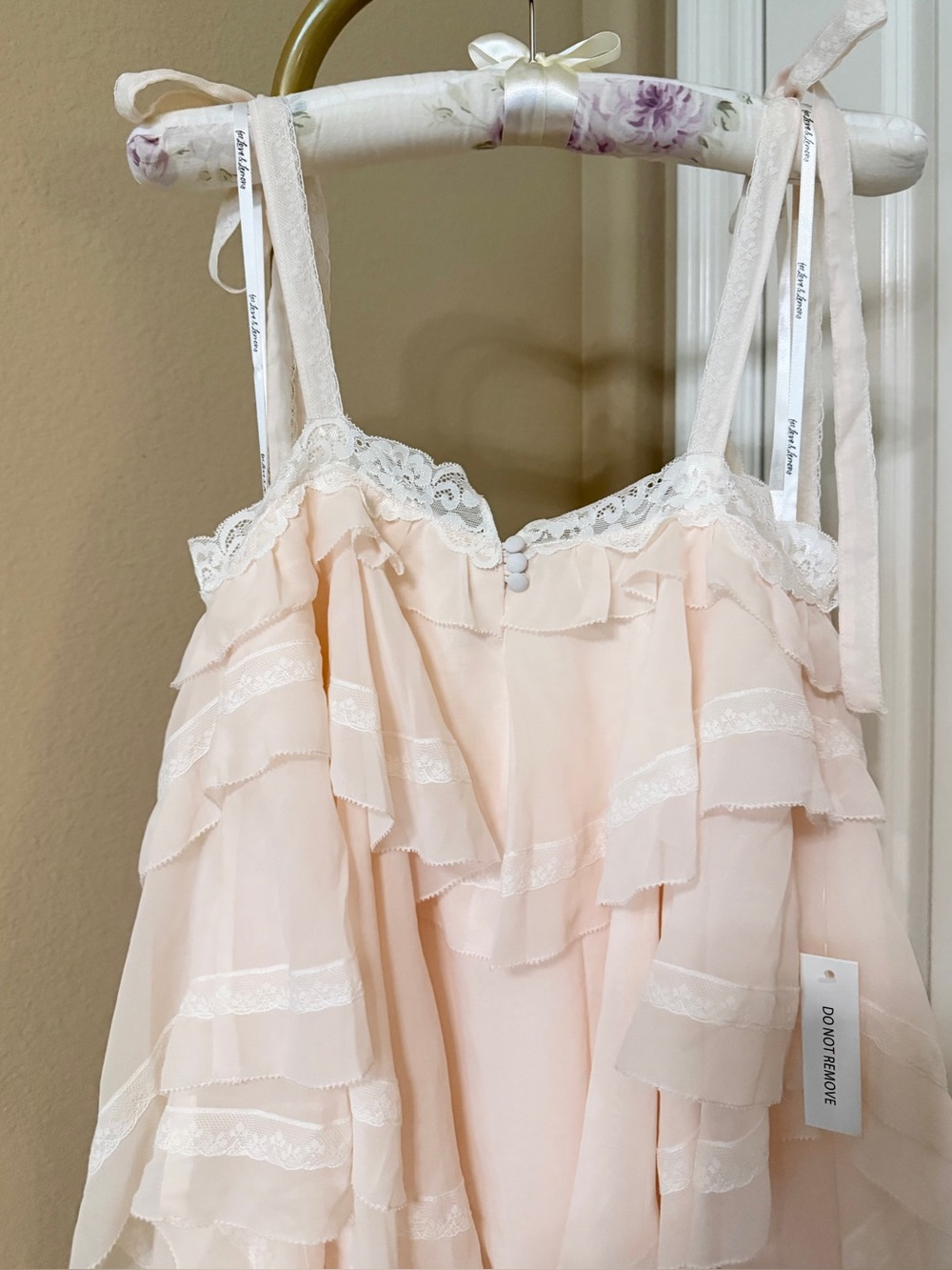 For Love And Lemons Juniper Ruffle Peach Mini Dress Size XS NWT - Picture 11 of 13